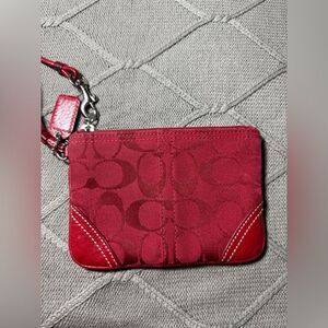 VTG COACH Signature Monogram Clutch Wristlet Red Small Mini Holiday